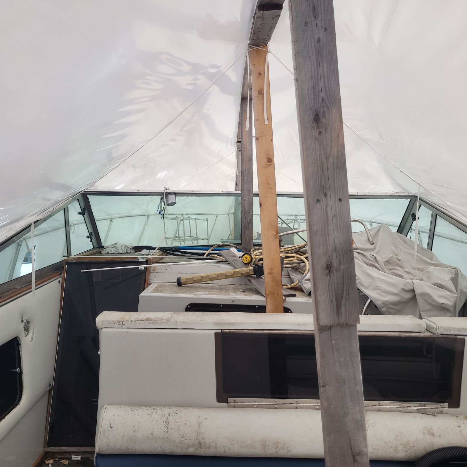 Cockpit under the shrink wrap